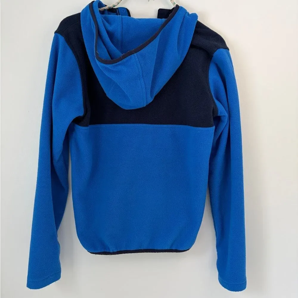 Columbia Boys Blue Navy Colorblock Snap Fleece Hoodie Thumbholes Size Large